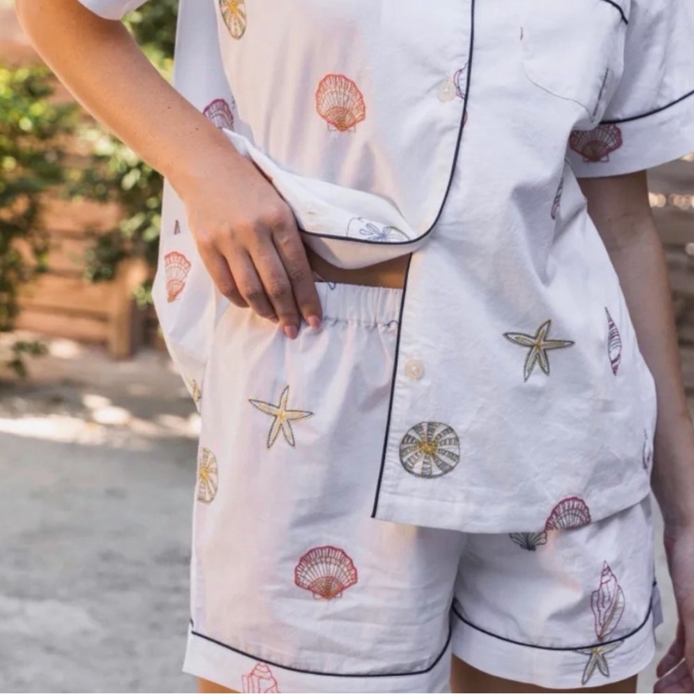 Printfresh Seashell Embroidered Women's Pajama Set - image 2